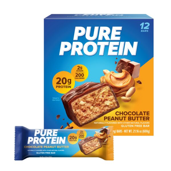Empaque frontal de Pure Protein Bars chocolate cacahuate