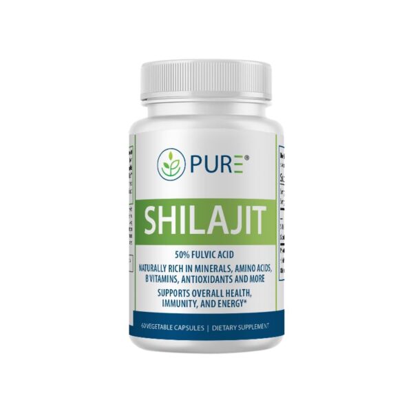 Frente de la botella PURE Shilajit 600 mg