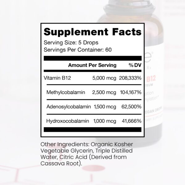 Etiqueta frontal Pure Therapro Rx BioActive B12 vegano líquido