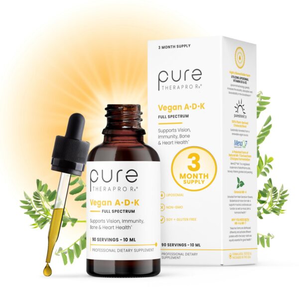 Version 1.0.0 Frasco frontal de Pure Therapro Rx A-D-K Drops vegano