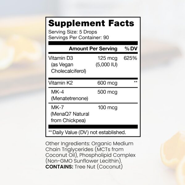 Etiqueta Pure Therapro Rx Vegan D3 + K2 Liposomal