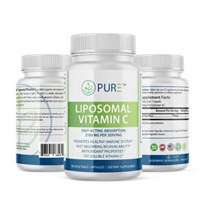 Frasco de PURE vitamina C liposomal 2100mg para apoyo inmunológico