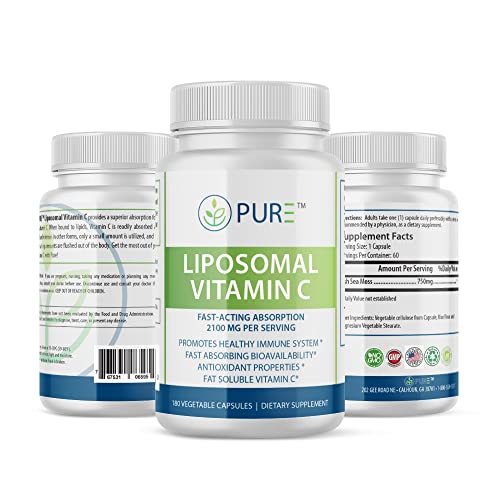 Frasco de PURE vitamina C liposomal 2100mg para apoyo inmunológico