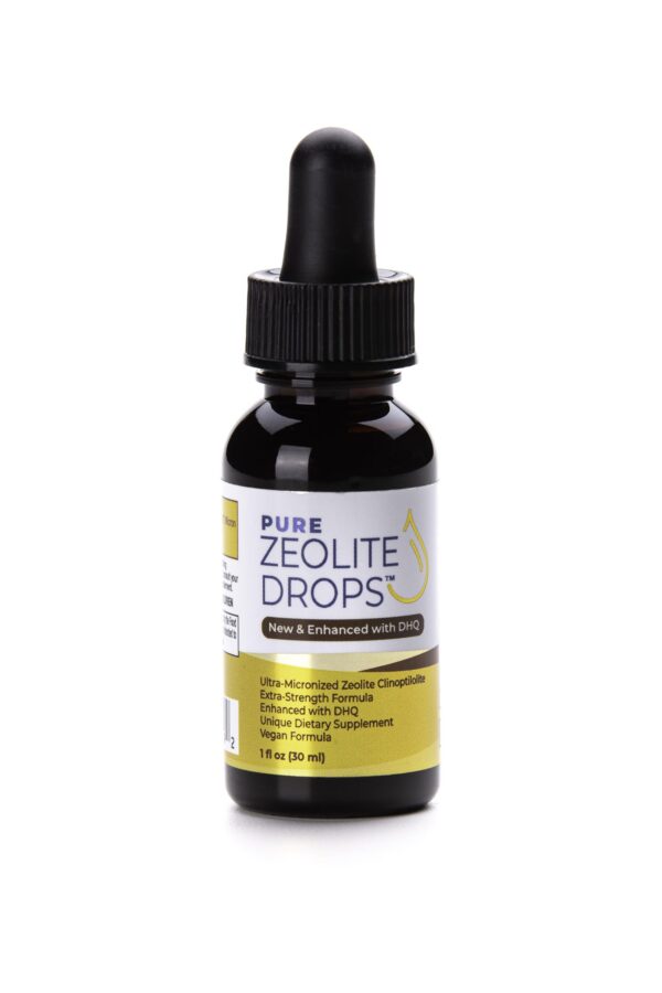 Frasco de Pure Zeolite Drops con etiqueta