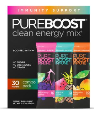Pureboost paquete combo 30 sobres bebida energética con vitaminas y saúco