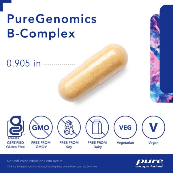 etiqueta del suplemento puregenomics complejo b pure encapsulations