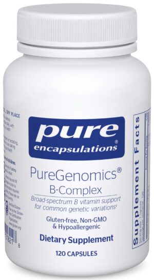 Version 1.0.0 PureGenomics complejo b cápsula caja vista frontal