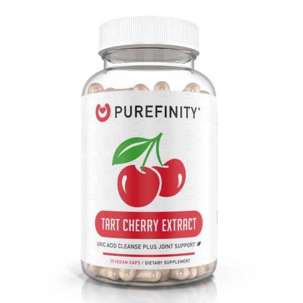 Frasco de PUREFINITY Tart Cherry Capsules front label