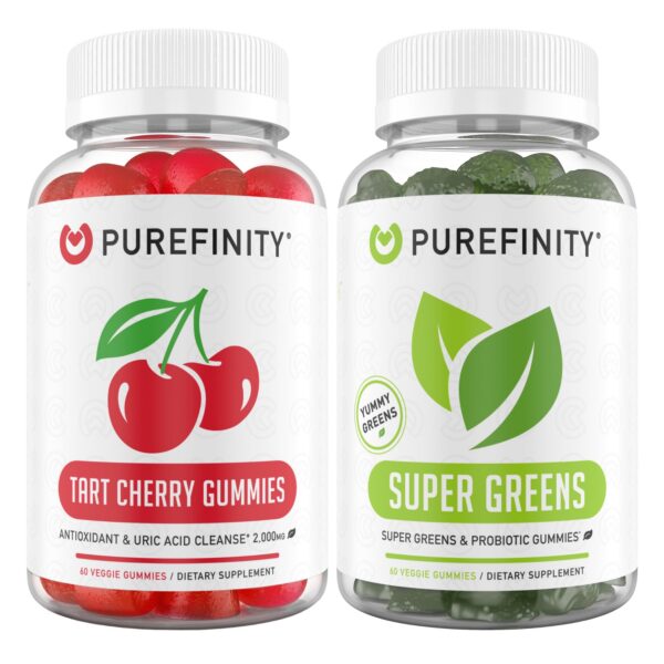 Gomitas Tart Cherry y Super Greens de PUREFINITY envase