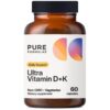 Botella PureFormulas Vitamina D3 K2 5000 IU 60 cápsulas vegetarianas