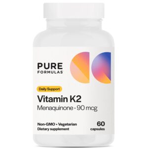 Frasco PureFormulas Vitamina K2 MK7 90 mcg 60 cápsulas vegetarianas