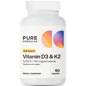 Version 1.0.0 PureFormulas botellas de vitamina D y K con 60 cápsulas