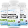 Frente del envase Puregen Labs Ferrous Gluconate 324 mg