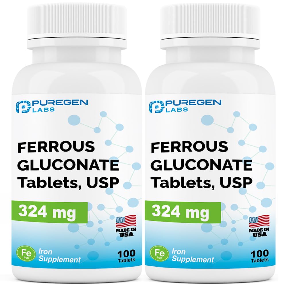 Puregen Labs Ferrous Gluconate, 324 mg