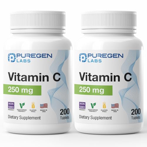 Puregen Labs Vitamina C 250mg 400 tabletas paquete frontal