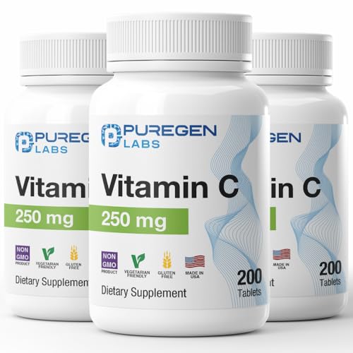 Puregen Labs Vitamina C 250mg paquete de 3 frascos