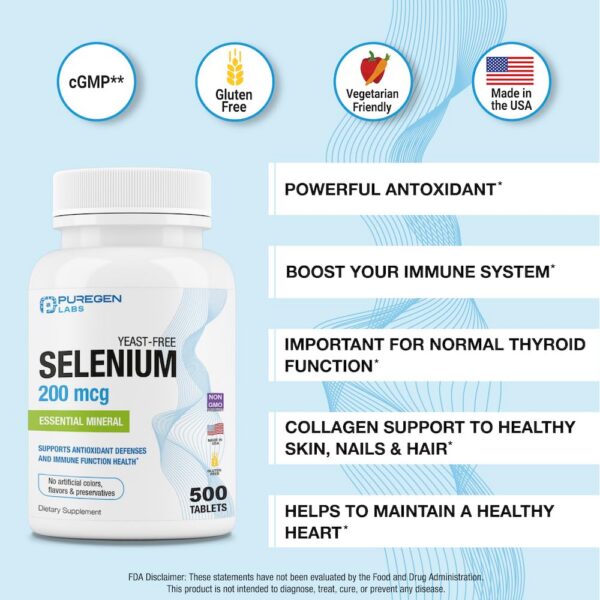 Etiqueta de Puregen Selenium 200 mcg