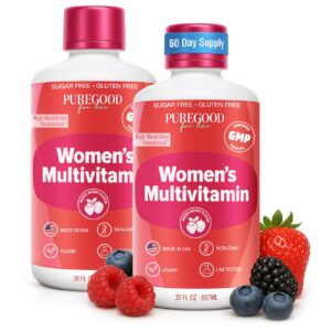 Frente del producto PureGood multivitamínico líquido para mujeres