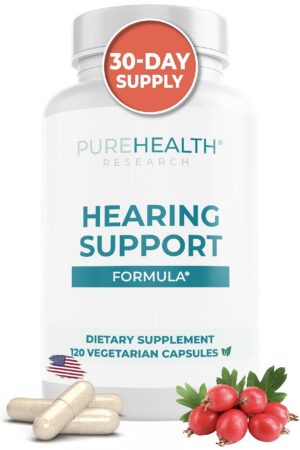 Frasco y etiqueta Hearing Support Formula