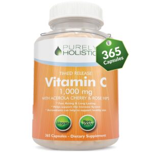 Purely Holistic vitamina c 1000mg cápsulas veganas 365 conteo