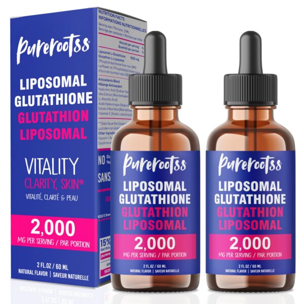 PureRootss liposomal glutathione liquido frasco frontal
