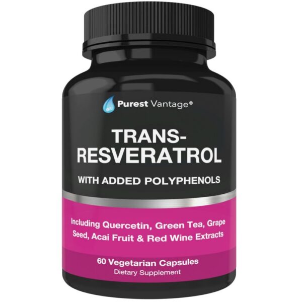 Purest vantage Resveratrol frasco y etiqueta