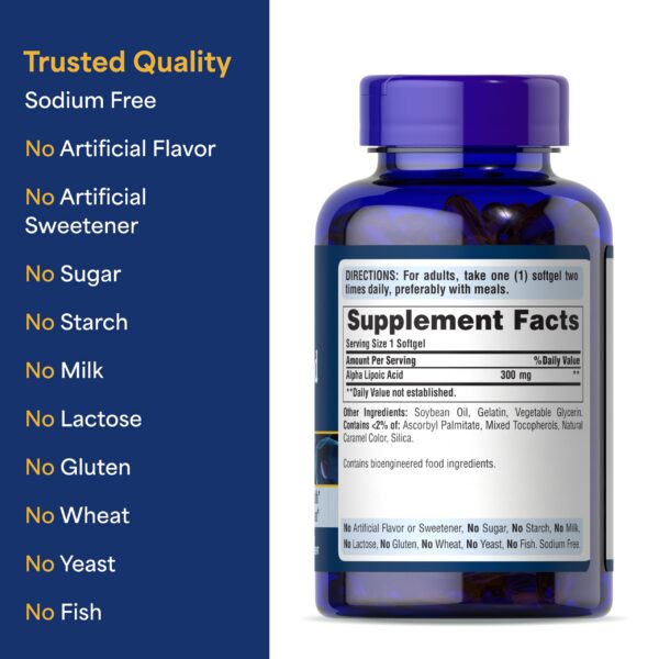 Etiqueta frontal de Puritan's Pride alfa lipoico