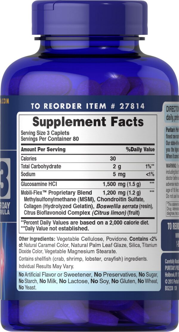Caja frontal de Puritan's Pride glucosamina condroitina MSM