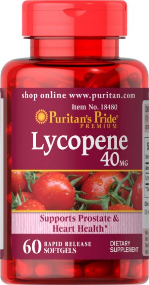 Puritan's Pride licopeno 40 mg suplemento 60 cápsulas liberación rápida