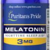 Puritan's Pride melatonina tabletas 3mg frasco blanco 240 unidades