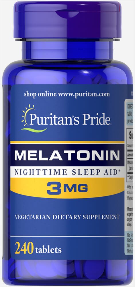 Puritan's Pride melatonina tabletas 3mg frasco blanco 240 unidades