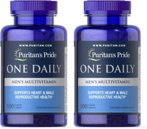 Frente del envase Puritan's Pride multivitamínico diario para hombres