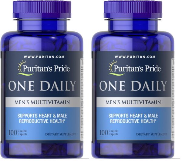 Frente del envase Puritan's Pride multivitamínico diario para hombres