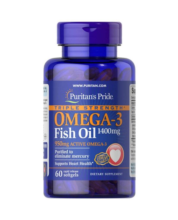 Botella de Puritan's Pride Omega-3 triple fuerza 240 cápsulas