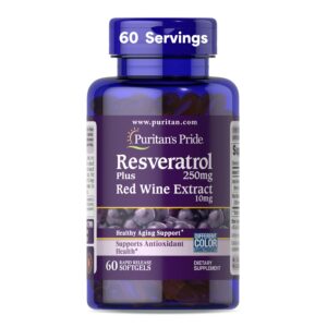 puritans-pride-resveratrol-250mg-bottle-label Etiqueta de botella Puritan's Pride Resveratrol 250 mg