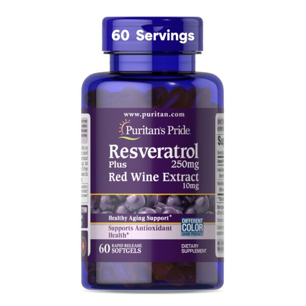 Etiqueta de botella Puritan's Pride Resveratrol 250 mg