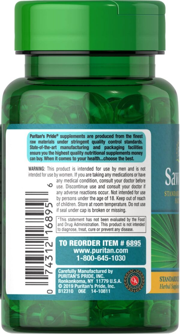 Caja del suplemento Puritan's Pride Saw Palmetto 160mg