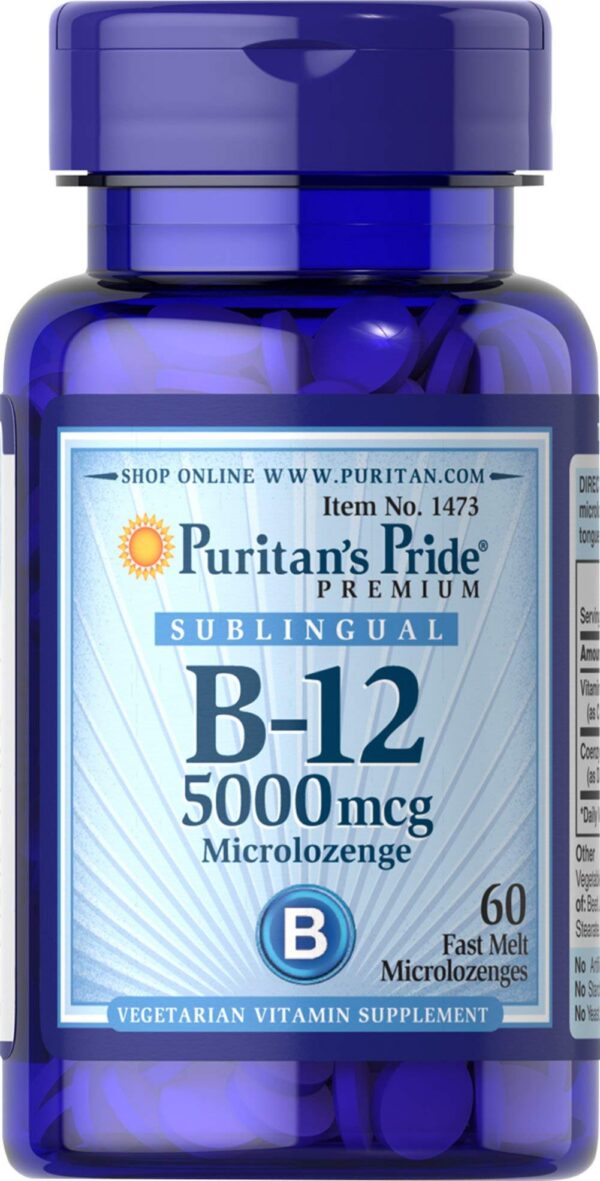 Puritan's Pride Vitamina B-12 5000 mcg caja frontal