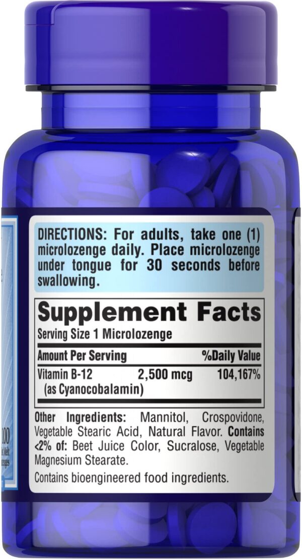 Version 1.0.0 Microlozenges Puritan's Pride B-12 close-up