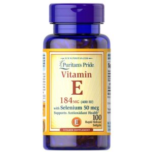 Frasco de Puritan's Pride Vitamina E 184 mg 100 cápsulas
