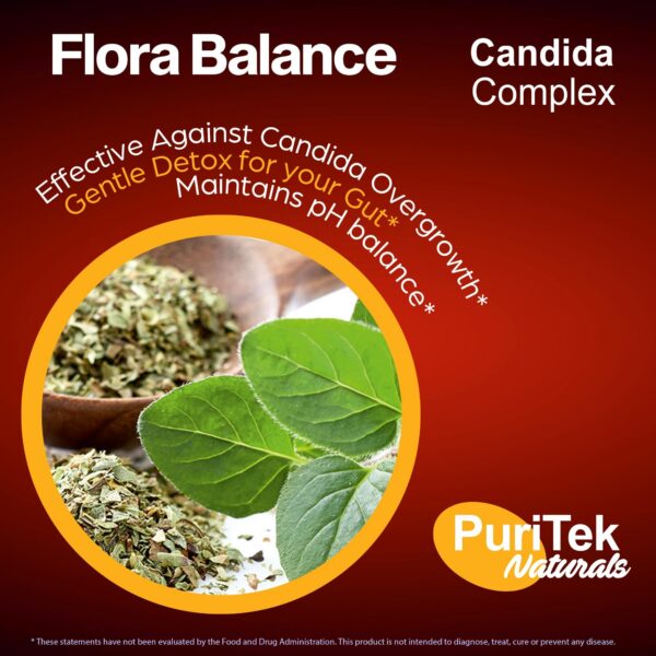 Frasco Puritek Naturals Flora Balance cápsulas detox candida