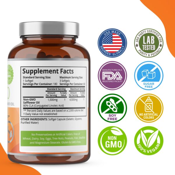 Purity Labs CLA cápsulas blandas y etiqueta