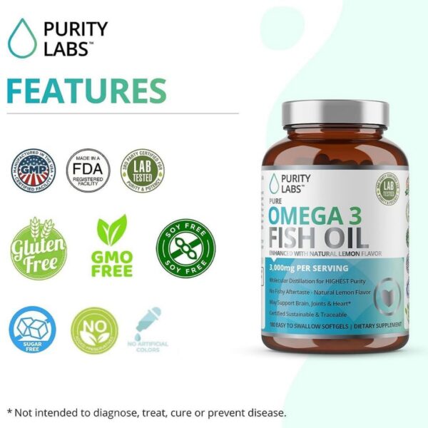 Frasco de Omega-3 Purity Labs