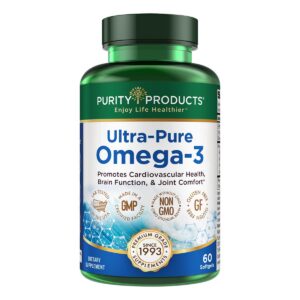 Frasco de Omega 3 Ultra Puro Purity Products 60 cápsulas