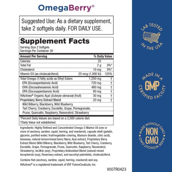 Frasco Purity OmegaBerry Fish Oil con multivitamínico