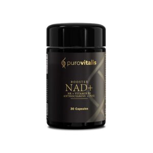 Frente del envase PUROVITALIS NAD+ cápsulas veganas