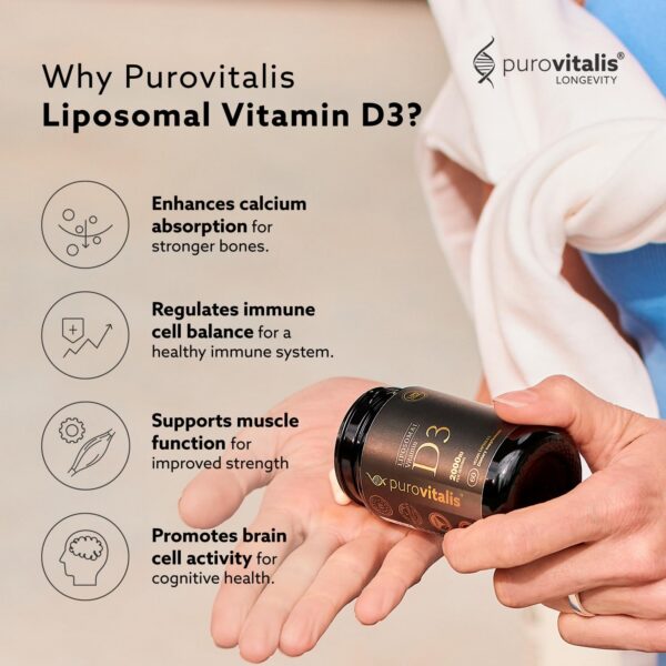 Etiqueta del producto PUROVITALIS Vitamina D3 liposomal