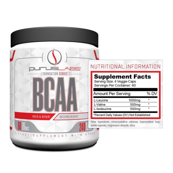 Version 1.0.0 Purus Labs Foundation Series BCAA cápsulas envase