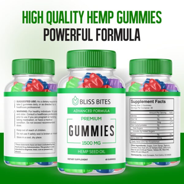 Empaque de Bliss Bites gomitas cáñamo