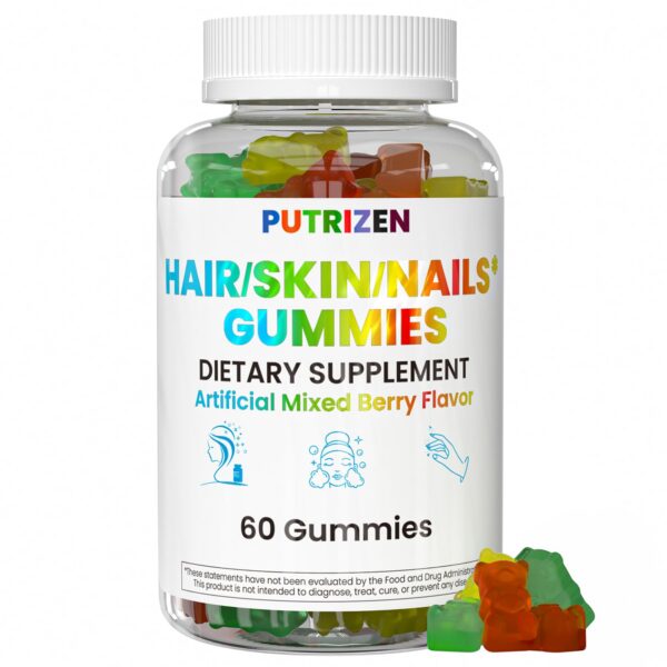 Gomitas veganas PUTRIZEN Biotina 5000 mcg frasco frontal